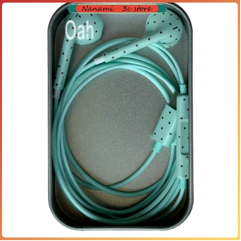 Usb C Earphone - 오아 폴카 도트 유선 이어폰 ABS