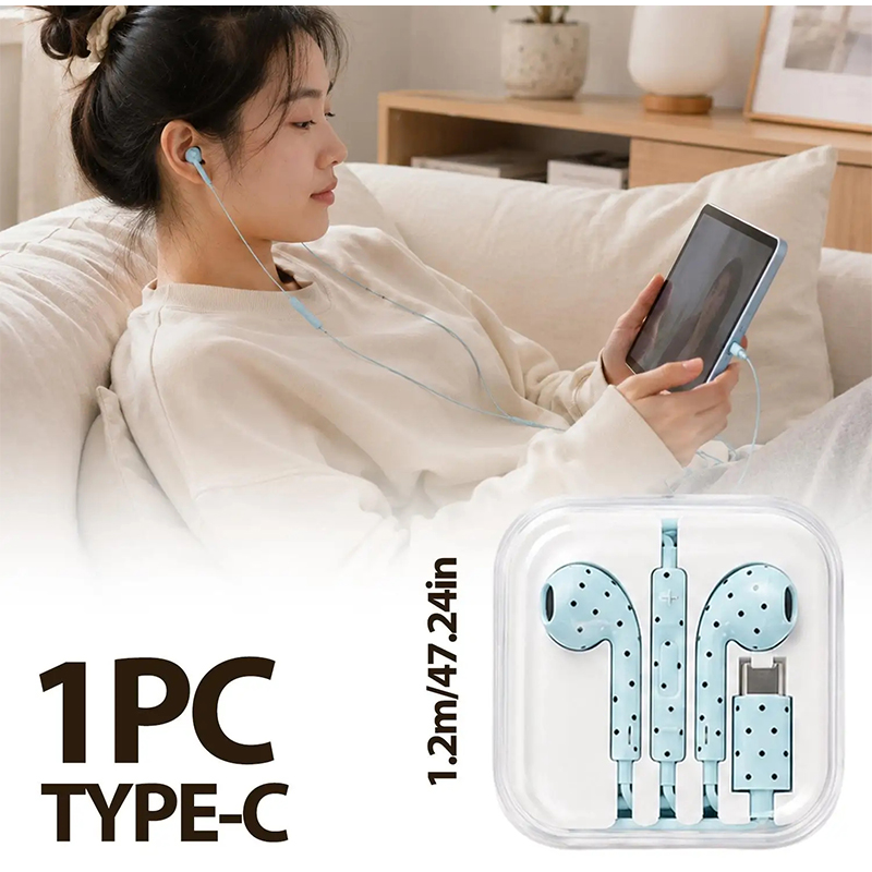 폴카 도트 스타 패턴의 인이어 이어폰, 타입-C 유선  - Usb C Earphone 리뷰 및 가격