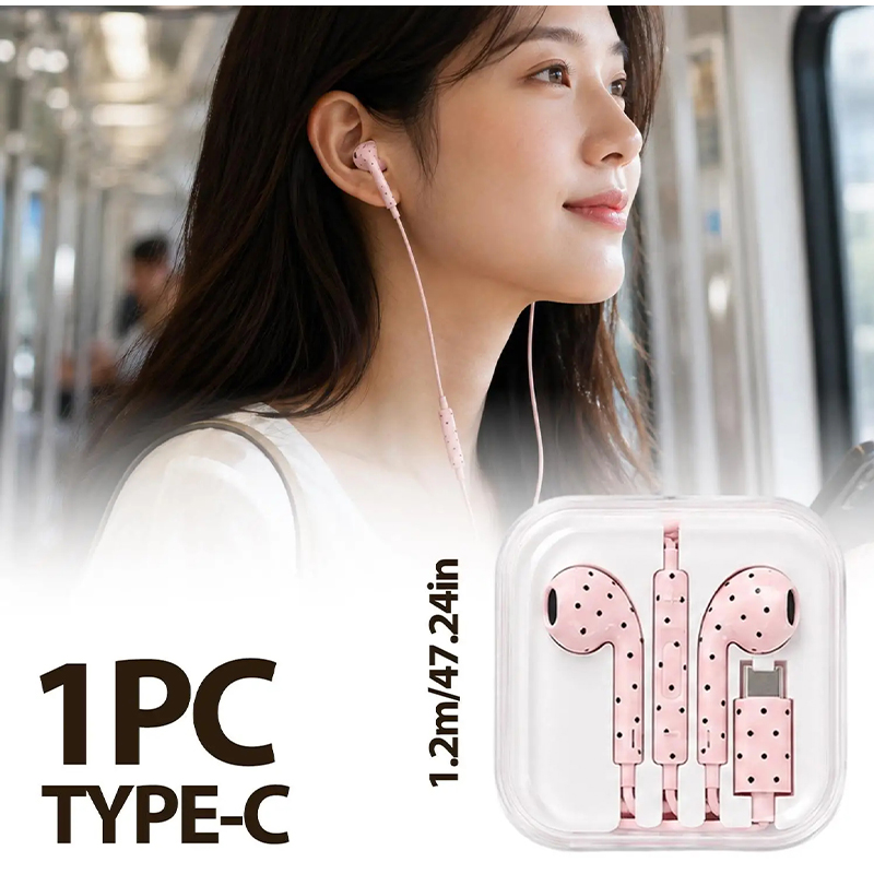 폴카 도트 스타 패턴의 인이어 이어폰, 타입-C 유선  - Usb C Earphone 리뷰 및 가격